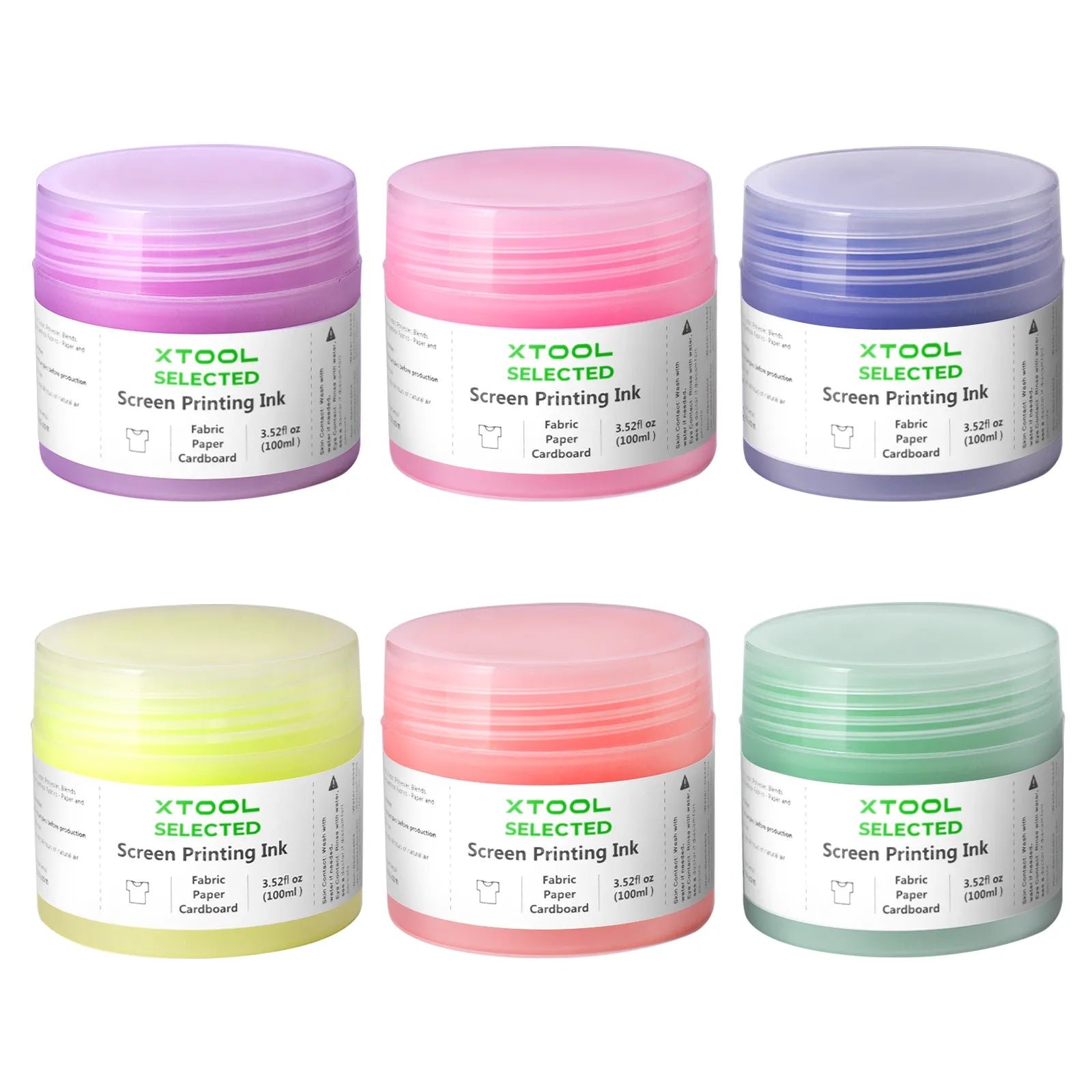 xTool - Fluoresoivien värien silkkipainoväri sarja (6 väriä, 100 ml)
