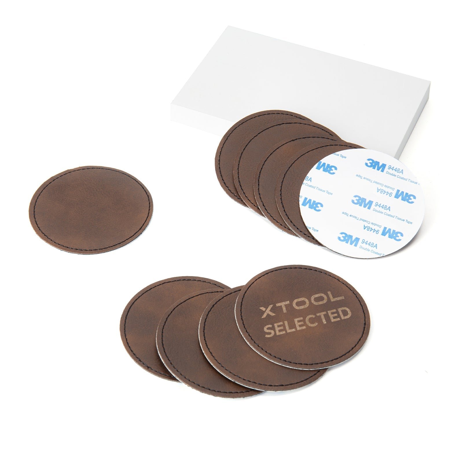 xTool - pyöreä laserattava PU-merkki, ruskeasta kultaan, 76 mm (10 kpl)