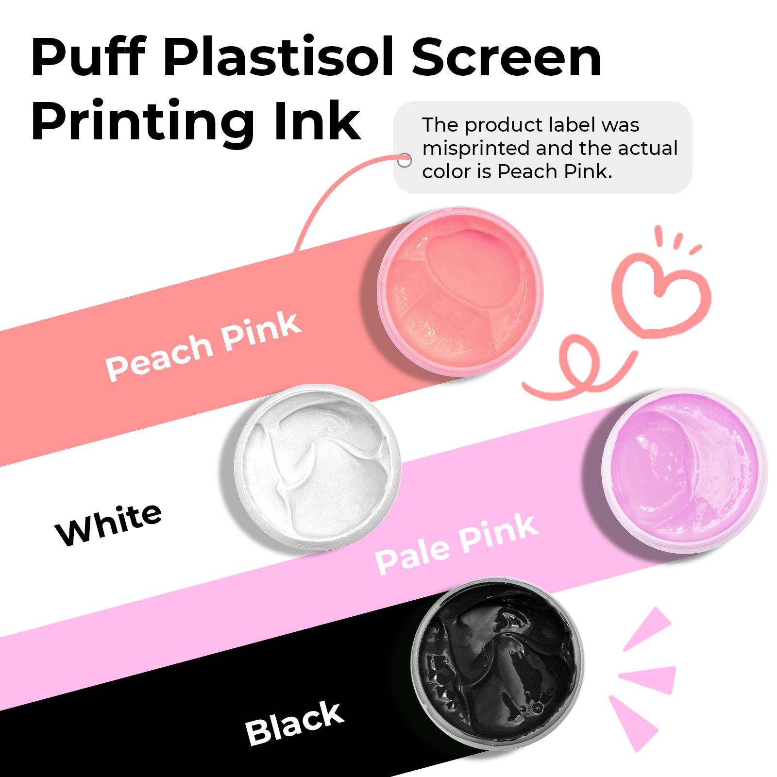 xTool - Puff Plastisol -kohomuste kankaan silkkipainoon 100 ml (4 väriä)